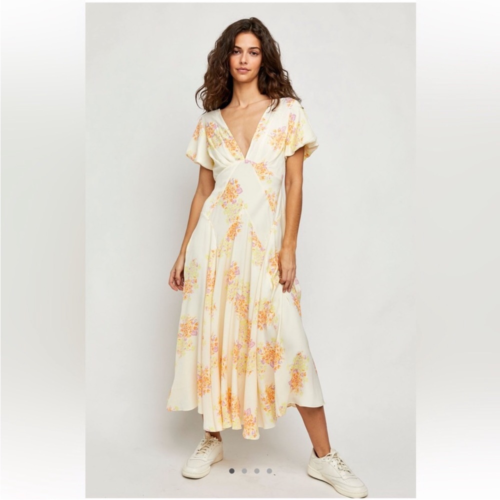 Free People Laura Floral Cream Maxi Dress